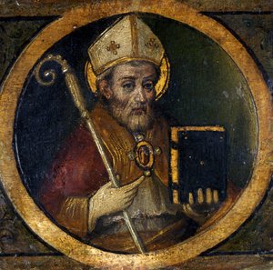 Um bispo sagrado (tempera em madeira de choupo)